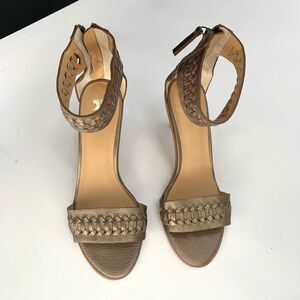 JOE’s gold ankle strap sandals heels genuine leather sz 8 womens
